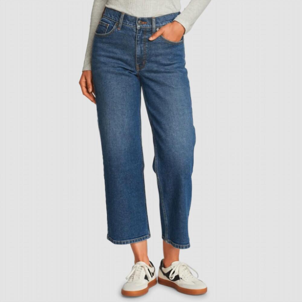 NEW EDDIE BAUER authentic everyday high-rise cropped jeans in indigo blue